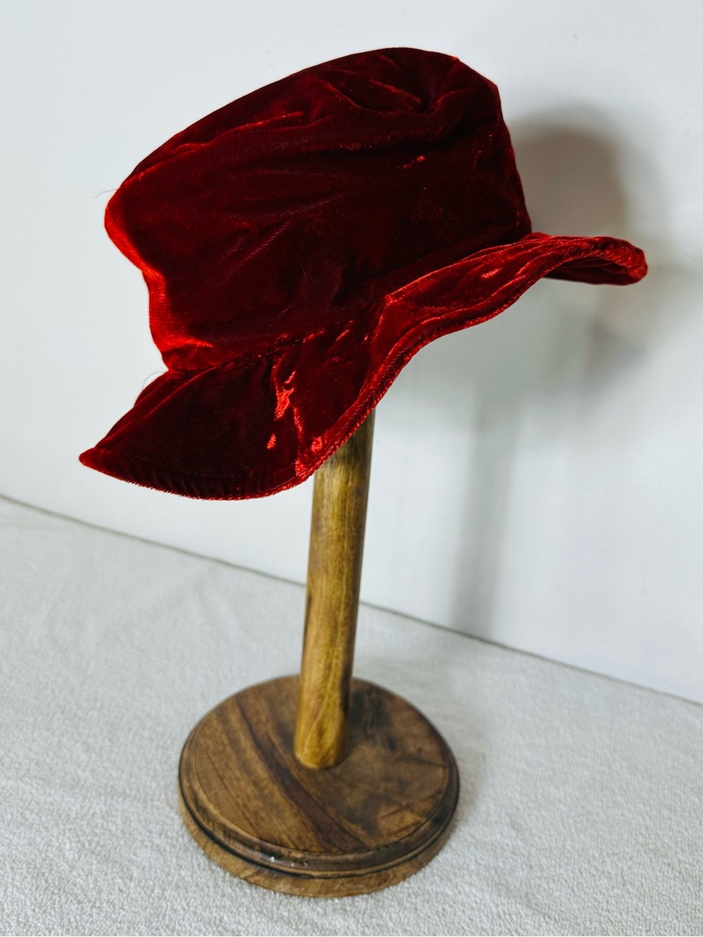 Vintage 90s Principles Red Crushed Velvet Bucket Hat Whimisgoth Retro